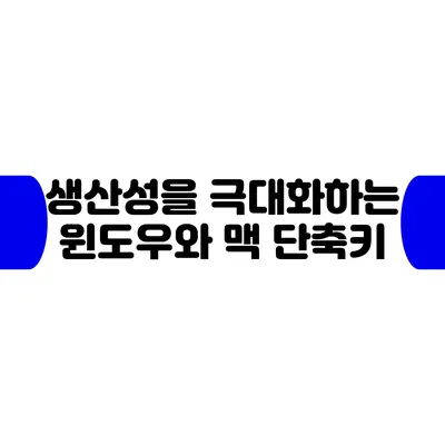 생산성을 극대화하는 윈도우와 맥 단축키