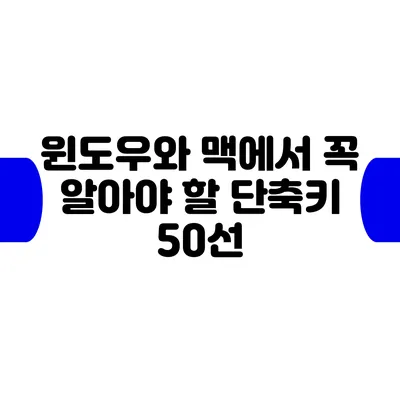 윈도우와 맥에서 꼭 알아야 할 단축키 50선