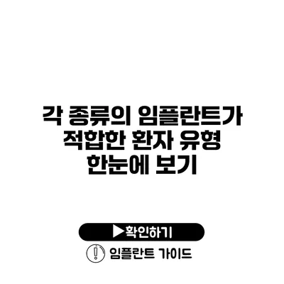 각 종류의 임플란트가 적합한 환자 유형 한눈에 보기